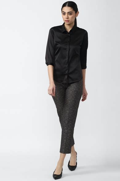 Buy Women Black Solid 3/4th Sleeves Formal Shirt Online - 766015 | Van ...