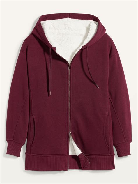 Cozy Oversized Sherpa-Lined Zip Hoodie for Women | Old Navy