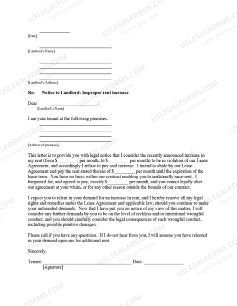 Maine Letter from Tenant to Landlord containing Notice to landlord to ...