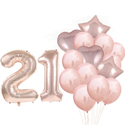 Sweet 21th Birthday Decorations Party Supplies,Rose Gold Number 21 ...