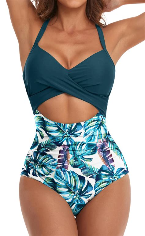 Snapklik.com : Womens One Piece Swimsuits Tummy Control Cutout High ...