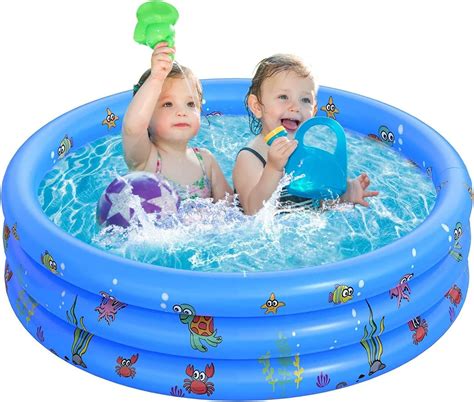 GAWEI Paddling Pools 51in Inflatable Baby Swimming Pool 3 Ring Paddling ...