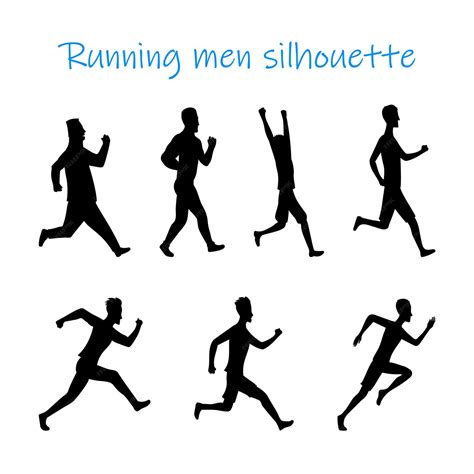 Premium Vector | Set running silhouettes runners on sprint men human ...