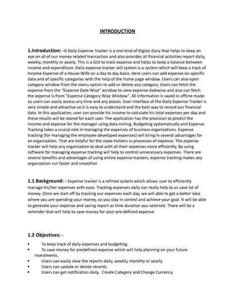 Introduction.Daily Expense Tracker 1 - INTRODUCTION 1: -A Daily Expense ...