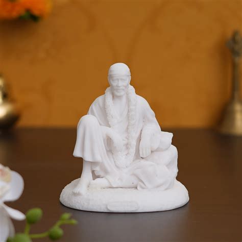 White Polyresin Sai Baba Statue – eCraftIndia