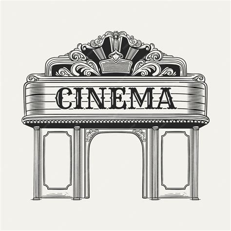 Free Vector | Hand drawn movie theater drawing illustration