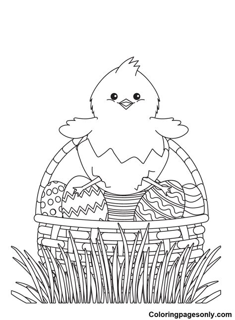 Chick Coloring Easter Baby Chicken Drawing Chook Chicks Pages Para Cute ...