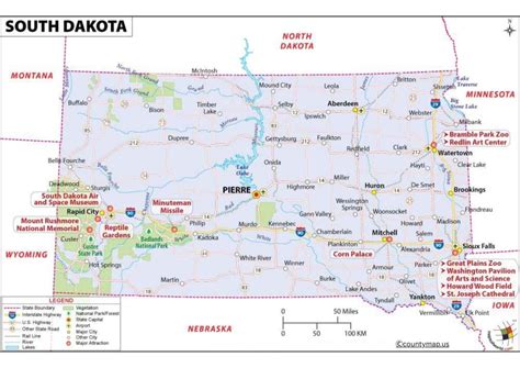 South Dakota County Map | SD Counties with Cities