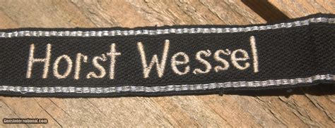 Original German WW 2 Waffen SS Horst Wessel RZM EM Cufftitle
