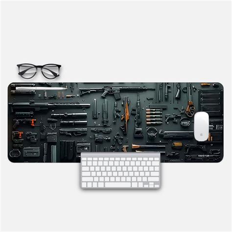 Guns Pattern Desk Mat and Gaming Mouse Pad