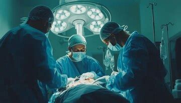 Professional medical team performing surgical operation on patient in ...
