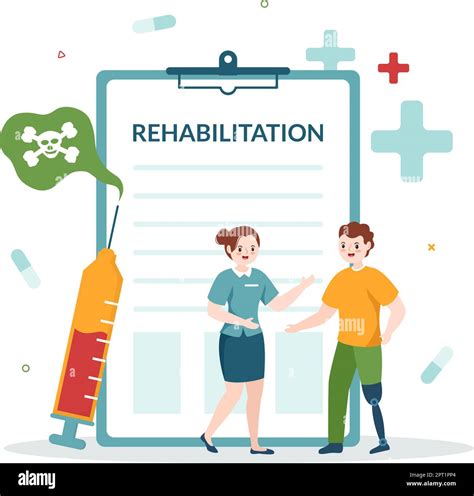 Rehabilitation Flat Cartoon Hand Drawn Templates Illustration with ...