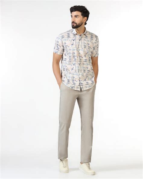 Buy Beige Textured Khakis from Murray Collection Online