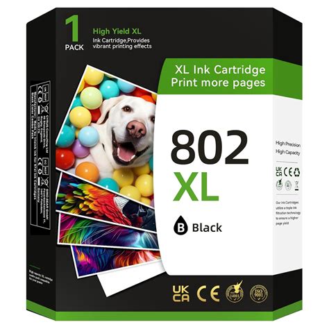 802 Printer Cartridge Black, 802 XL Black Ink Cartridge Remanufactured ...