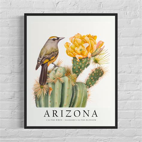 Arizona State Bird Art Print, Arizona State Flower, Arizona Wall Art ...