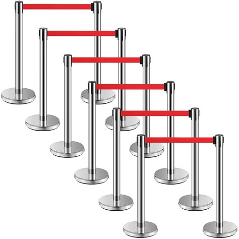 Ferraycle Set of 12 Stainless Steel Stanchions with Retractable Belt ...