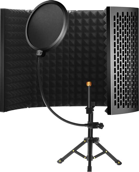 Microphone Isolation Shield with Tripod, Vocal Booth Isolation Shield ...