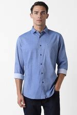 Buy Men Blue Slim Fit Textured Full Sleeves Casual Shirt Online ...