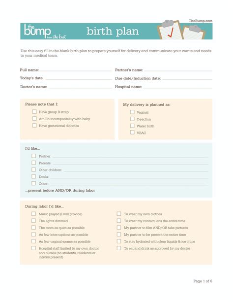 47+ Printable Birth Plan Templates [Birth Plan Checklist] ᐅ TemplateLab | Birth plan examples ...