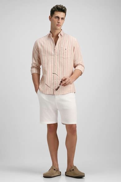 Buy Men Peach Stripe Full Sleeves Casual Shirt Online - 40225548 ...