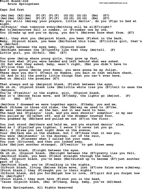 Image result for Point Blank Bruce Springsteen Extra Verse