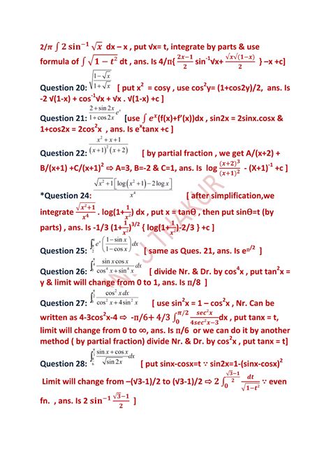Integrals with inverse trigonometric functions | DOCX