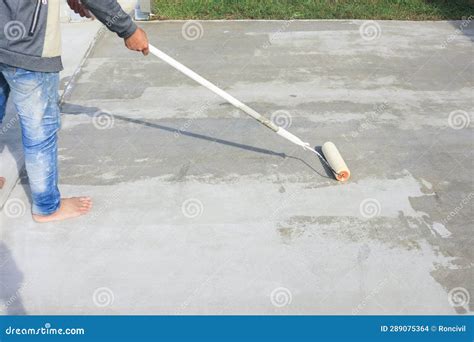 Worker To Skim Coat Surface of Concrete Pavement Floor or Slab Stock ...