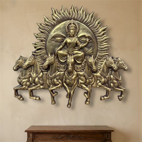 Lord Surya Narayana 3D Wall Art Sculpture (4 × 3.5 Feet) – Seven Horse ...