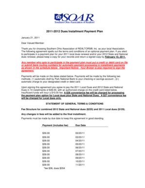 Fillable Online Optional Agent Dues Installment Plan Agreement ...