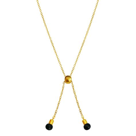 Buy RICH AND FAMOUS Long Chain Black Glass Beads Stone Pendant Necklace ...