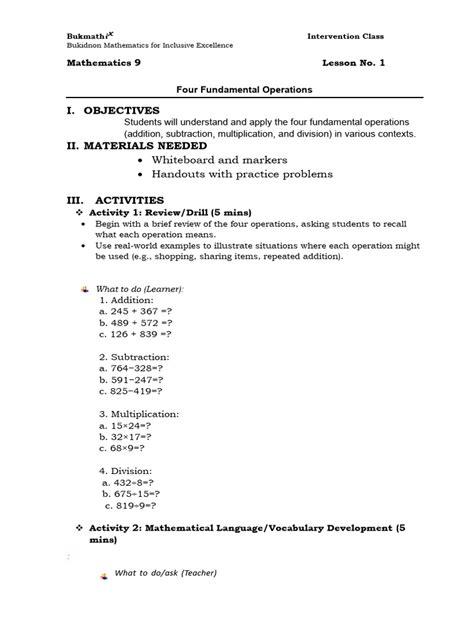 Image result for Four Operations of Numbers Sec 1