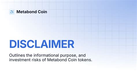 DISCLAIMER | Metabond Coin
