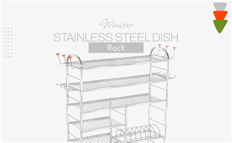 WINSTAR Stainless Steel 6 Shelf Wall Mount Kitchen Utensils Rack | Dish ...