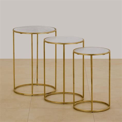 Buy Montford Marble Top Nest of 3 Tables - Gold from Home Centre at ...