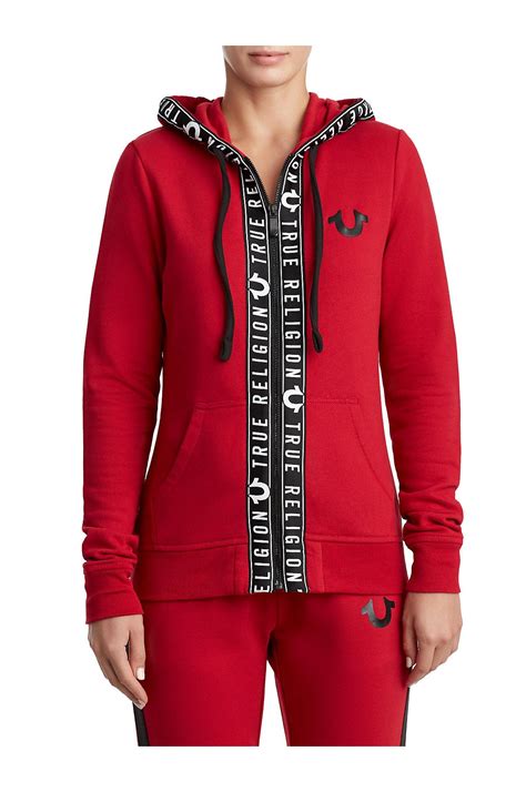 True Religion Hoodie Zip Up Red at Isabel Baldwin blog