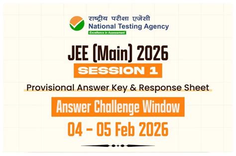 JEE Main 2026 Update - Download Session 1 Provisional Key at jeemain ...