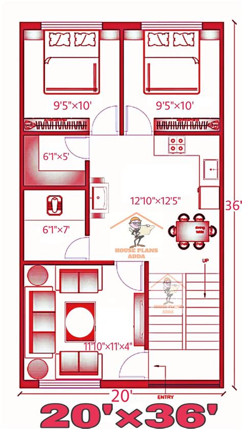 20×36 east facing small house plan|2bhk house 720 Sqft Budget House ...