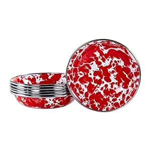Golden Rabbit Enamelware - Set of 6-4oz Tasting Dishes (Red Swirl ...