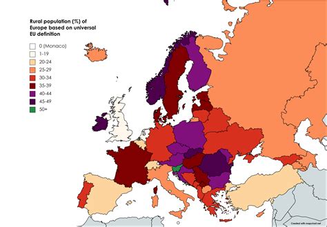 Rural population (%) of European countries based on universal EU definition. (OC) : r/MapPorn