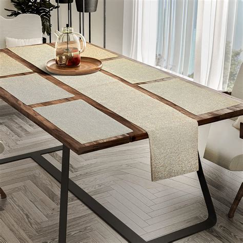 Buy CASA-NEST Jute Fabric Dining Table Mat and Runner Set, Revesible ...