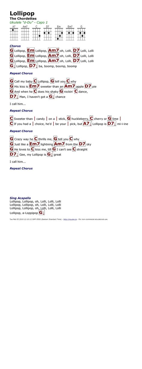 Lyrics Lollipop Chordettes