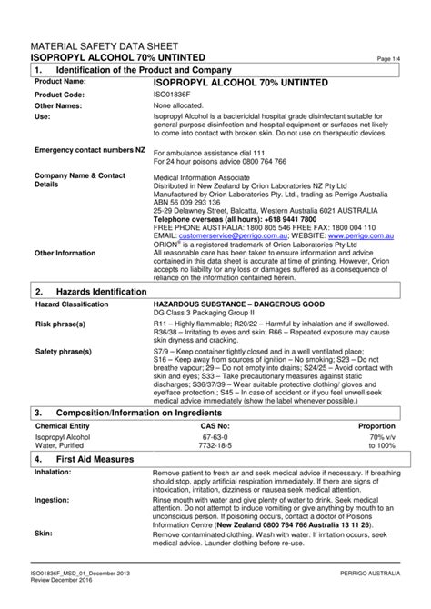 Material Safety Data Sheet Ethyl Alcohol at Ramon Jernigan blog