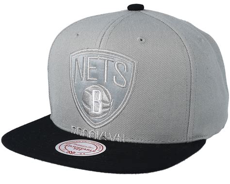 Brooklyn Nets Cropped Satin Grey/Black Snapback - Mitchell & Ness caps ...