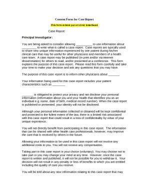 Consent for Case Report Doc Template | pdfFiller