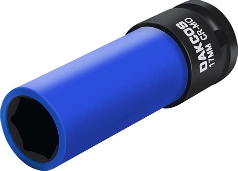 DAKCOS 1/2 Inch Drive 17mm Wheel Protector Impact Socket Thin Wall Deep ...