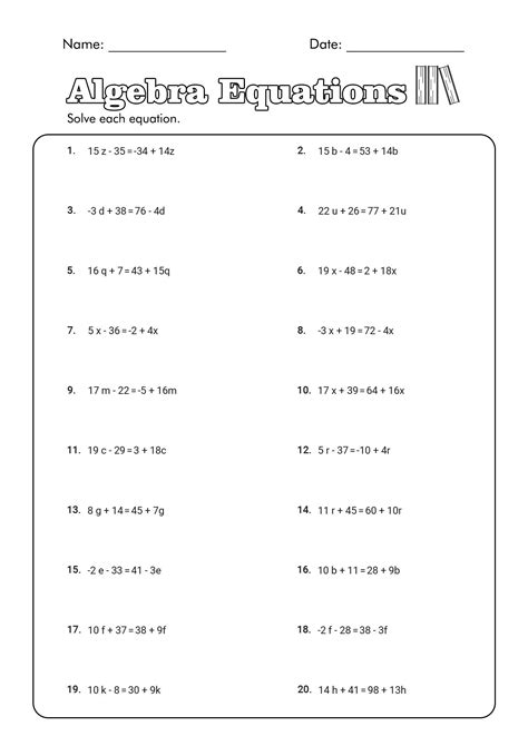 13 Hard Math Equations Worksheets | Algebra equations, Algebra ...