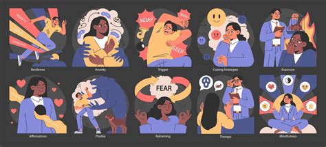 Overcoming fears set. Flat vector illustration. 41174717 Vector Art at ...