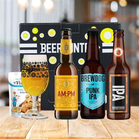Ipa Craft Beer Gift Set With Glass And Snack Three Pack By Beerhunter