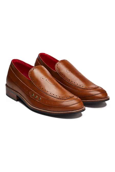 Buy Brown Brogue Nizam Design Loafers For Men by Banjaaran Studio ...