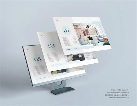 Desktop screen with website presentation mockup isolated | Premium PSD